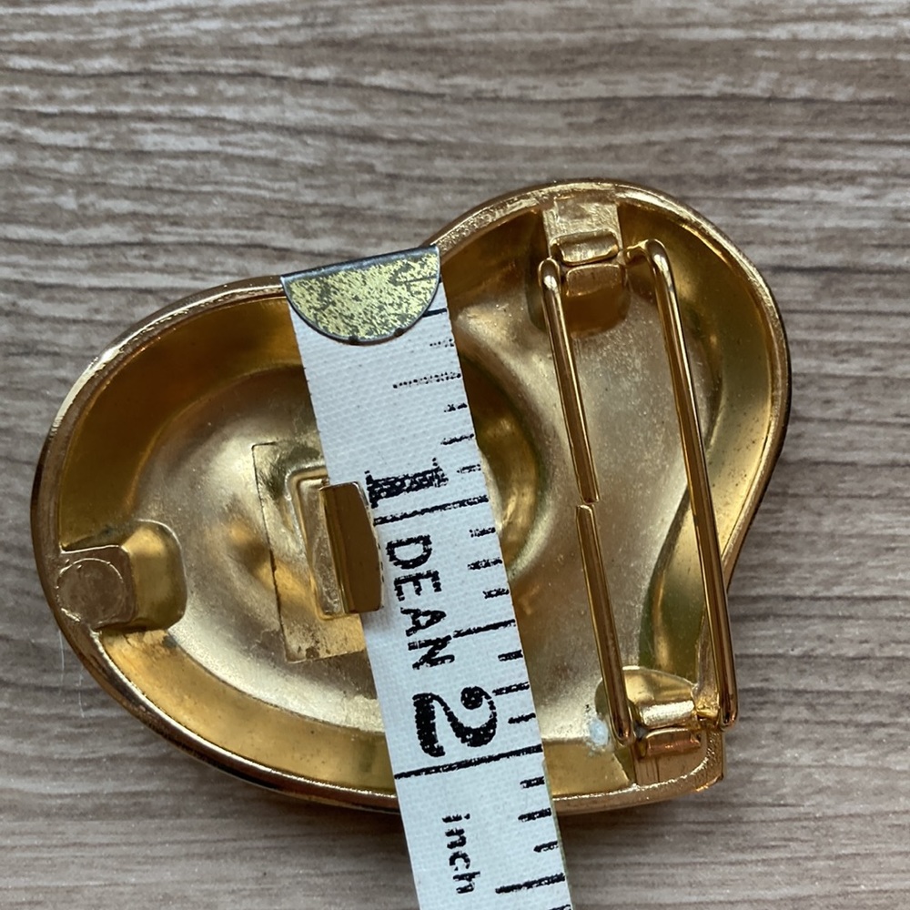 Puffy Heart belt buckle in gold color brass - Picture 6 of 14